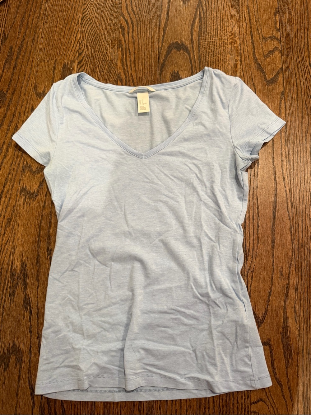 H & M V Neck Light Blue T Shirt